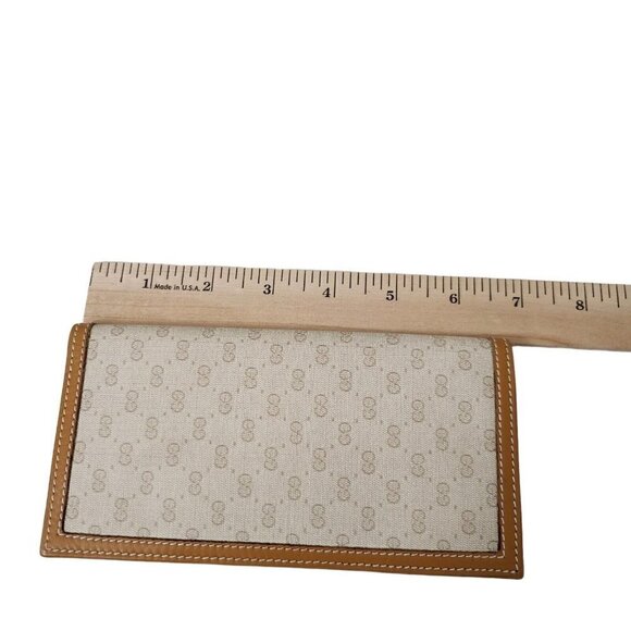 Gucci Wallet Bifold Long Envelope Checkbook Passport Beige Tan Vintage Authentic - Picture 10 of 12